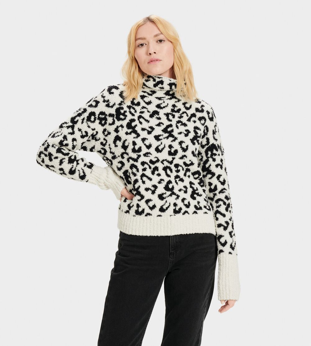 Ugg Sweater Womens - Ugg Sage Turtleneck Leopard - 345BWJUEQ